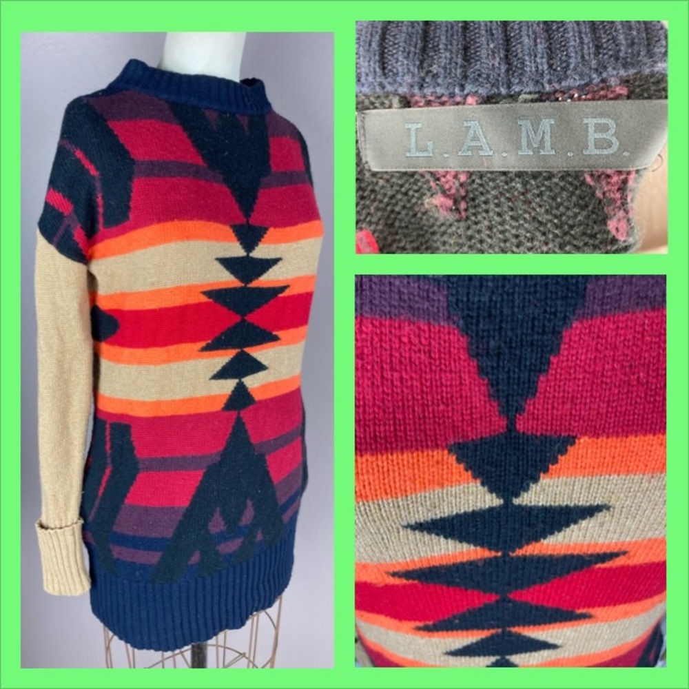 L.A.M.B. Navajo Inspired Southwestern Intarsia Sweater - Gwen Stefani - S/M